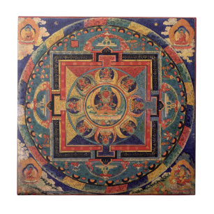 Buddha Mandala Antique Tibetan Thanka Tile