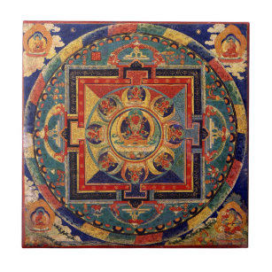 Buddha Mandala Antique Tibetan Thanka  Tile