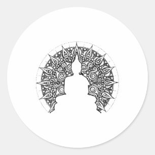 Buddha Mandala Spiritual Yogi Zen Buddhism Vintage Classic Round Sticker