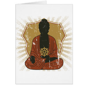 Buddha Meditating Dharma Wheel