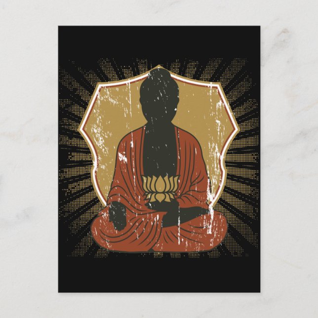 Buddha Meditating Lotus Flower Postcard (Front)