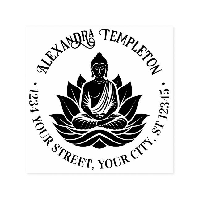 Buddha Meditating Lotus Pose #1P Name Ret Address Self-inking Stamp (Design)