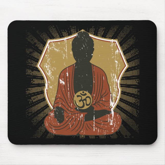 Buddha Meditating Om Symbol Mouse Mat (Front)