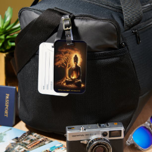 Buddha meditating under a tree luggage tag