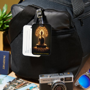 Buddha meditating under a tree luggage tag