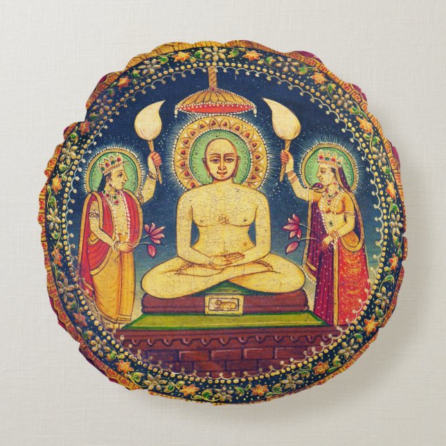 Buddha Meditating with Yoga Round Cushion (Front)