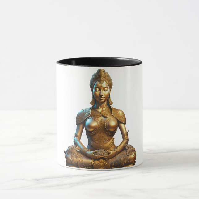 Buddha Meditation Gift Zen Gold Religion Mug (Center)