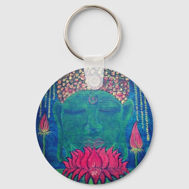 Buddha meditation lotus flower spiritual zen key ring (Front)