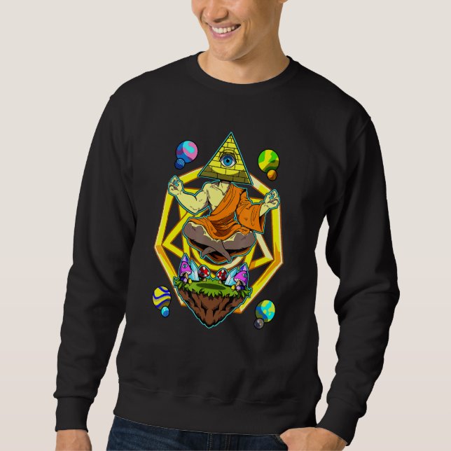 Buddha Meditation Psychedelic Illuminati Pyramid E Sweatshirt (Front)