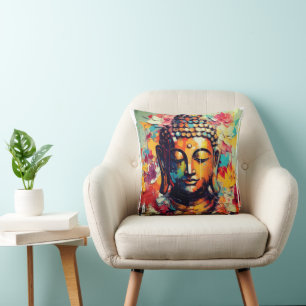 Buddha modern painting colorful cushion