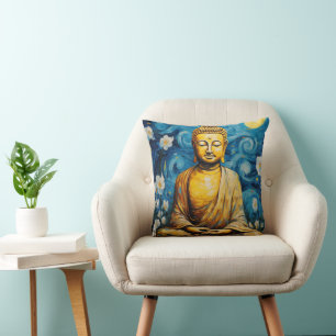 Buddha modern painting colorful cushion