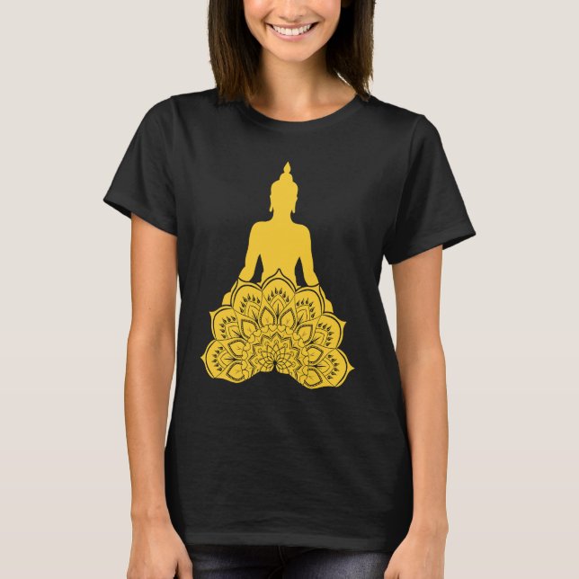 Buddha Monk Namaste Praying Pray Smile Happy Laugh T-Shirt (Front)