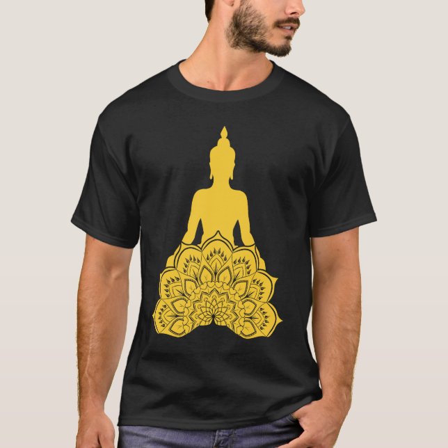 Buddha Monk Namaste Praying Pray Smile Happy Laugh T-Shirt (Front)