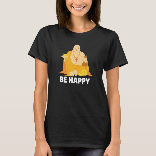 Buddha Monk Namaste Praying Pray Smile Happy Laugh T-Shirt (Front)