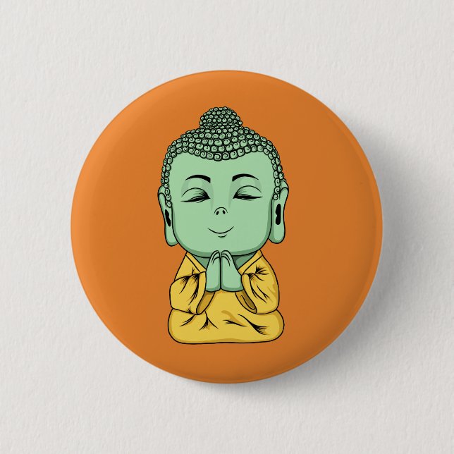 Buddha Namaste Pin Back Button (Front)