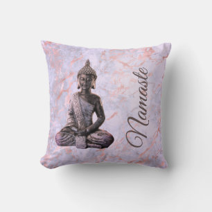 Buddha Namaste Pink Lavender Marble   Cushion