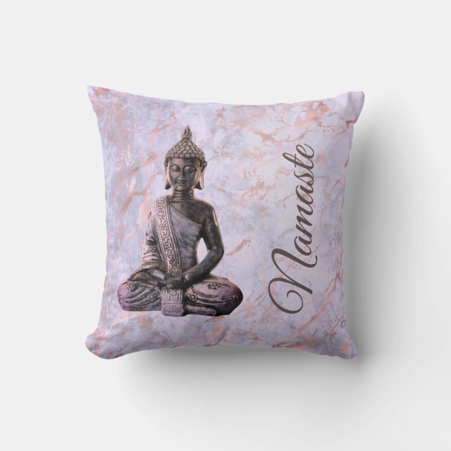 Buddha Namaste Pink Lavender Marble   Cushion (Front)