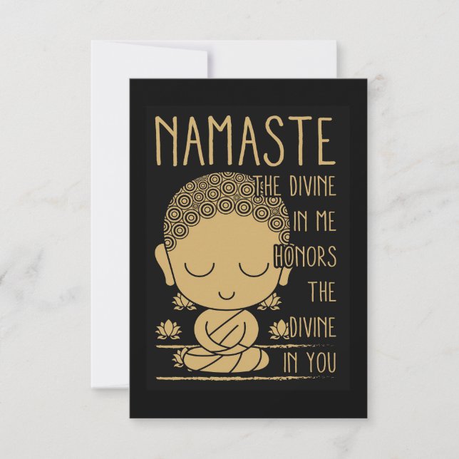 Buddha Namaste The Divine In Me Thank You Card (Front)