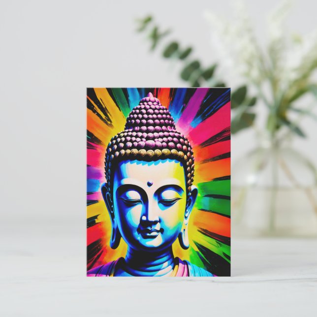 Buddha Neon Decor  Holiday Postcard (Standing Front)