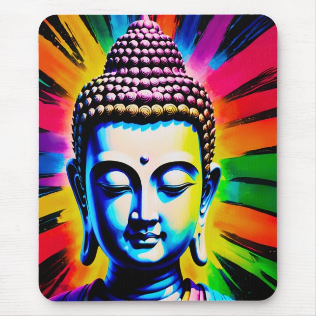 Buddha Neon Decor  Mouse Mat (Front)