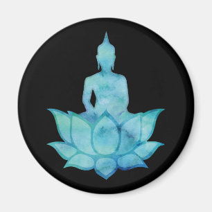 Buddha on Lotus Blue Magnet