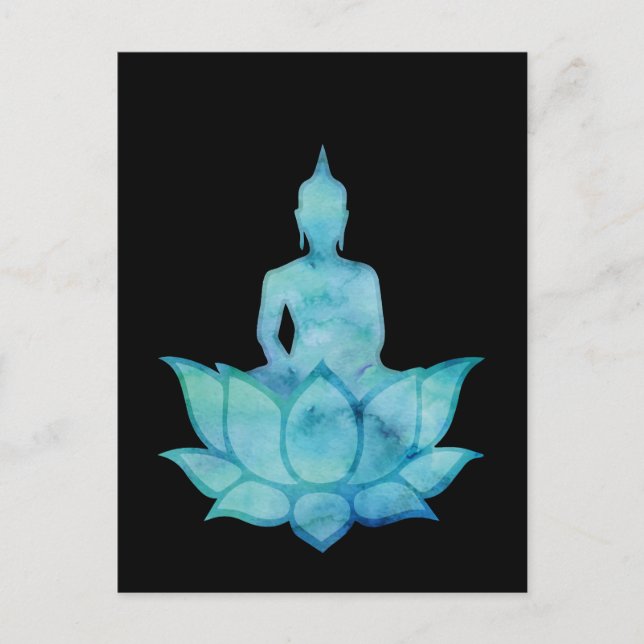 Buddha on Lotus Blue Postcard (Front)