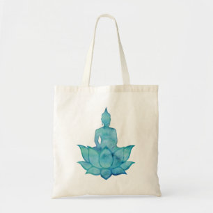 Buddha on Lotus Blue Tote Bag