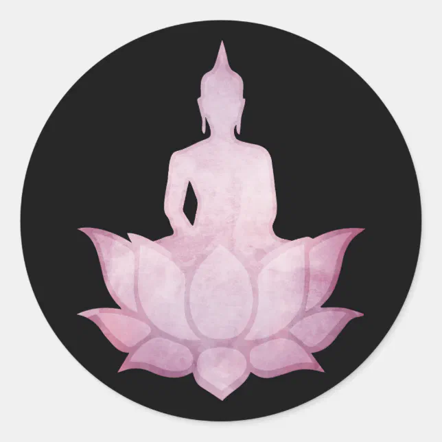 Buddha on Lotus Pink Classic Round Sticker | Zazzle