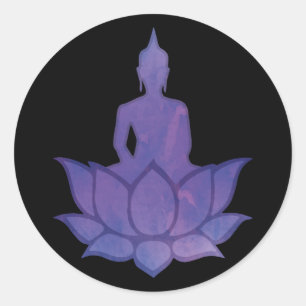 Buddha on Lotus Purple Classic Round Sticker