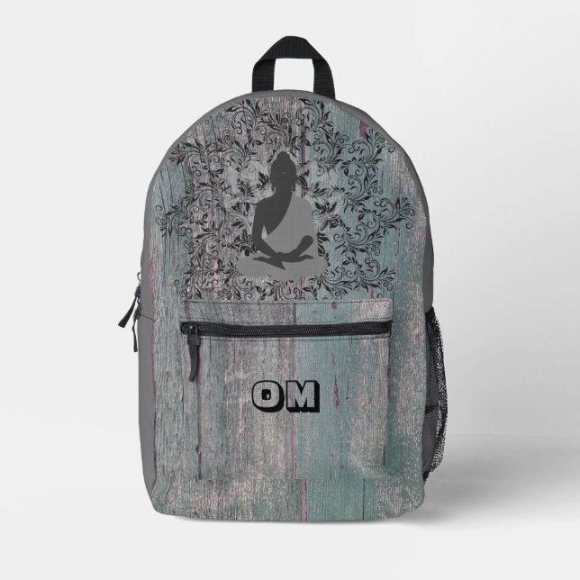 Buddha on Rustic Wood OM Print Cut Sew Bag (Front)