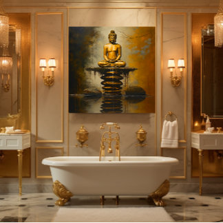 Buddha on stacked stones canvas print