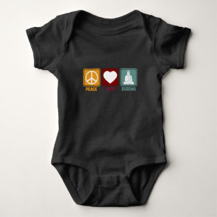 Buddha Peace Love Retro Gift for Buddhist Baby Bodysuit