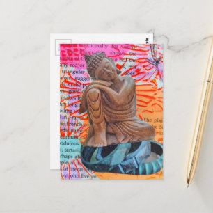 Buddha Peace Mixed Media Collage Postcard