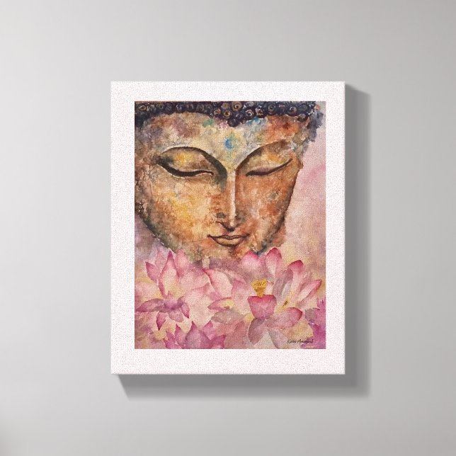 Buddha Pink Lotus Watercolor Canvas Print (Front)
