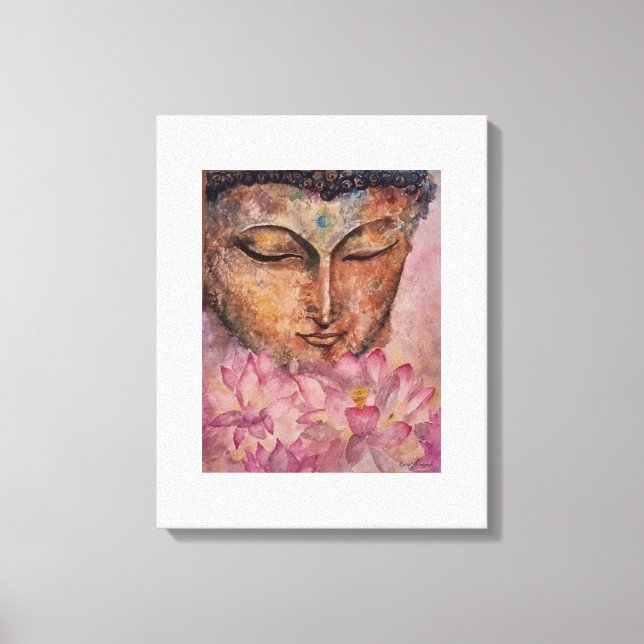 Buddha Pink Lotus Watercolor Canvas Print 16x20 (Front)