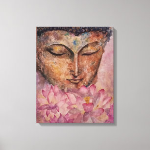 Buddha Pink Lotus Watercolor Print Wrapped Canvas