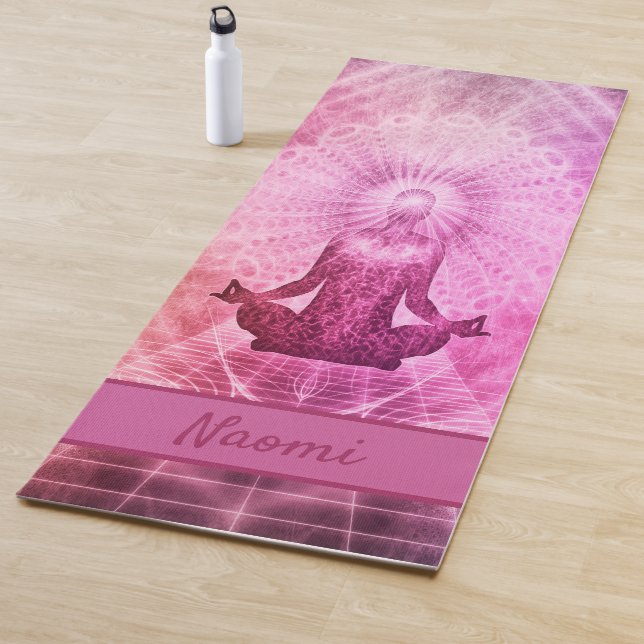 Buddha pink purple meditation monogram yoga mat (In Situ)