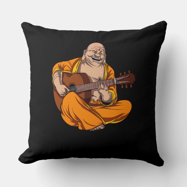 Buddha Playing Guitar Zen Yoga Meditation Cushion (Front)