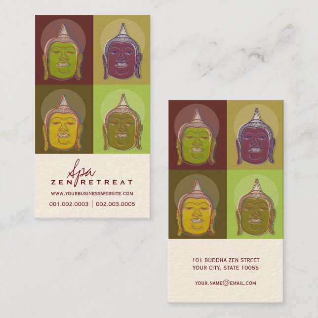 Buddha Pop Art Modern Zen Spa Retreat Profile Card (Front/Back)