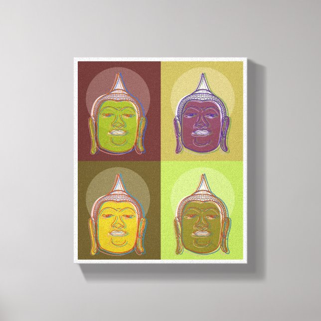 Buddha Pop Art Retro Modern Stylish Wrapped Canvas (Front)