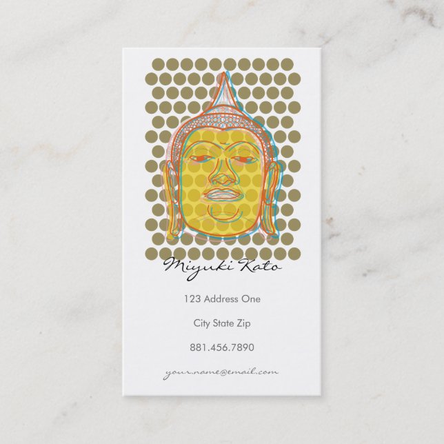 Buddha Pop Dots Modern Zen Stylish Profile Card (Front)
