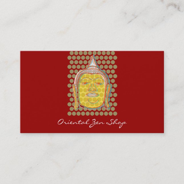 Buddha Pop Dots Oriental Asian Modern Zen Stylish Business Card (Front)