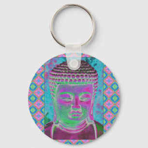 Buddha Pop in Magenta and Turquoise Key Ring