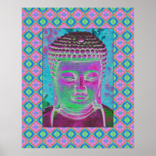 Buddha Pop in Magenta and Turquoise Poster