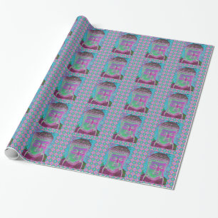 Buddha Pop in Magenta and Turquoise Wrapping Paper