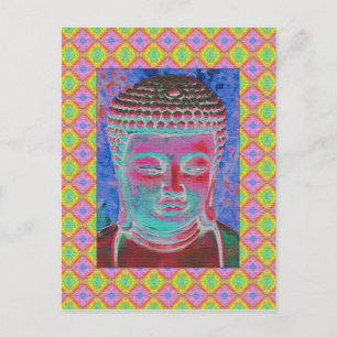 Buddha Pop with Yellow and Pink Borders Postcard