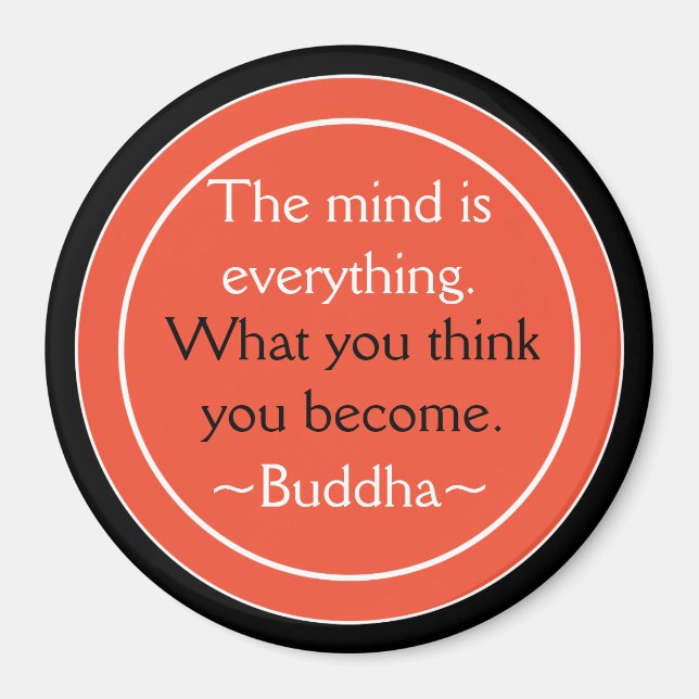 Buddha Quote Black Orange Inspirational Magnet (Front)