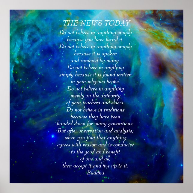 Buddha quote Do not believe News Today Poster (Front)