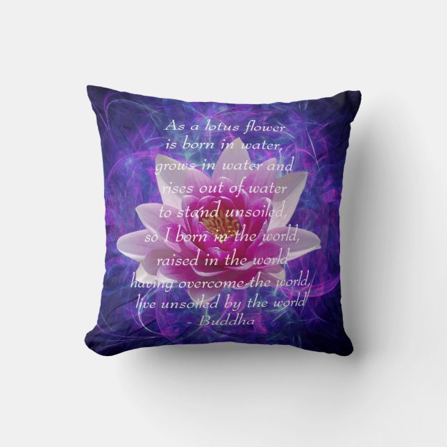 Buddha quote Lotus flower Cushion (Front)