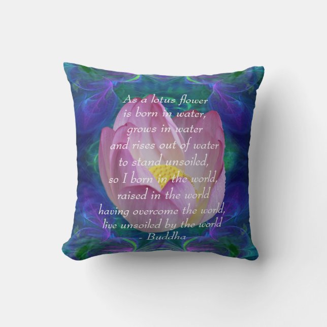 Buddha quote Lotus flower Cushion (Front)